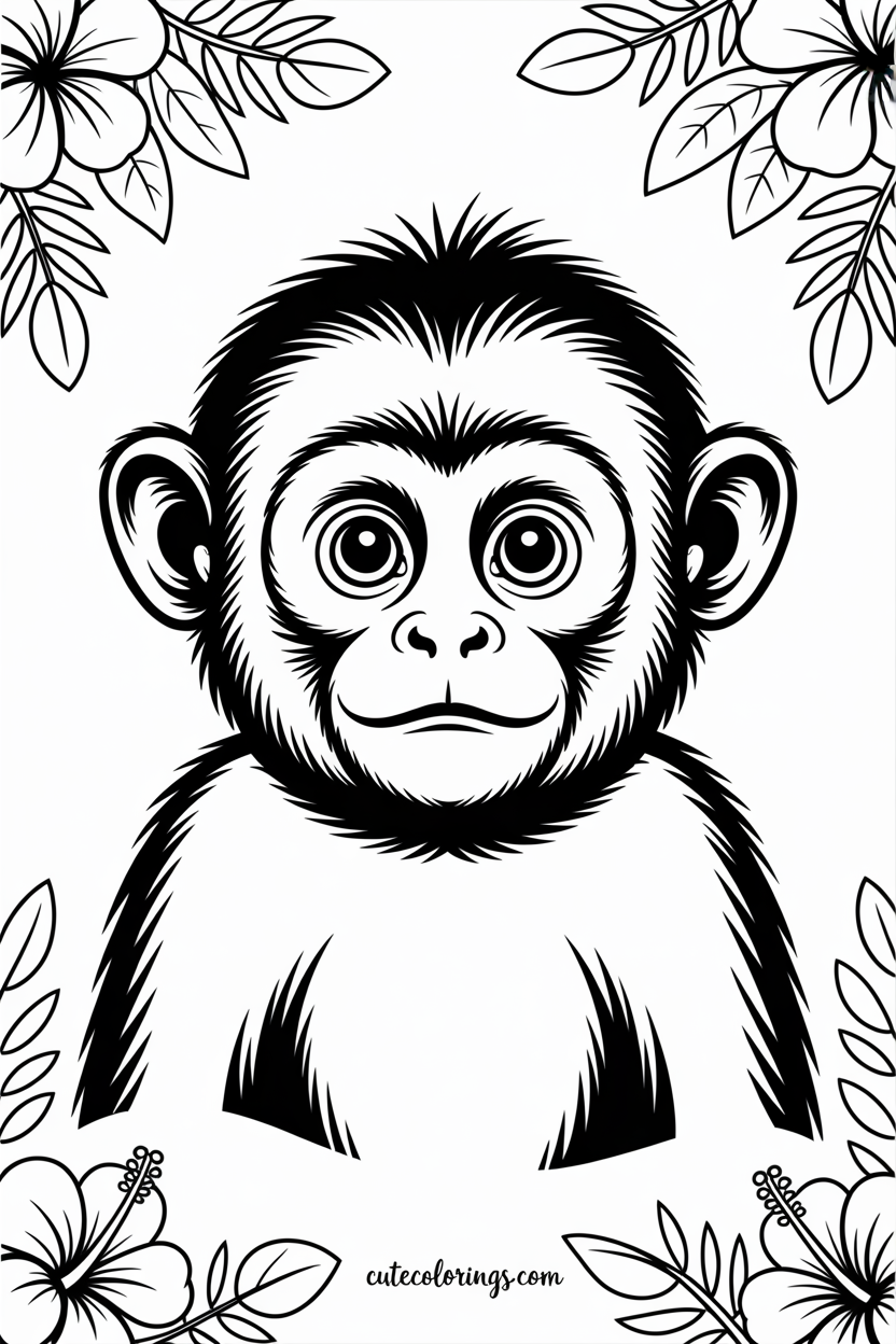 Sweet close-up of a baby monkey with big eyes