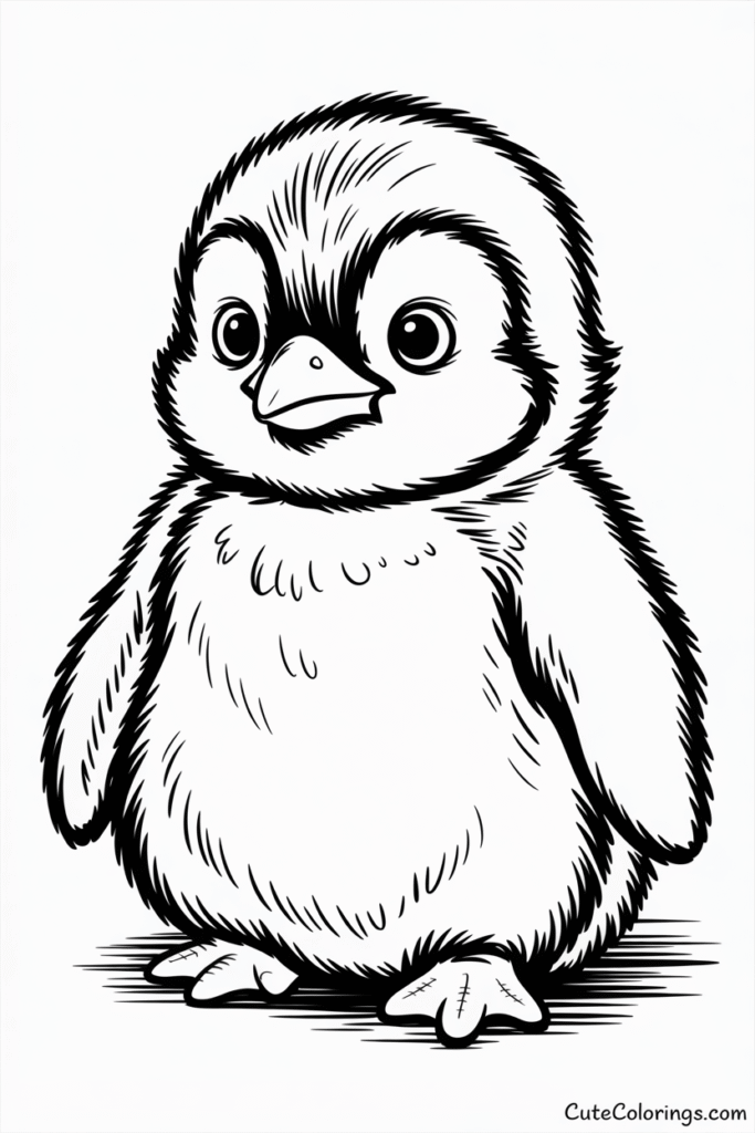 Adorable Fluffy Penguin Chick Portrait