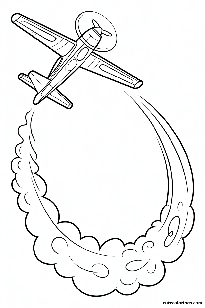 Stunt airplane performing tricks with smoke circle