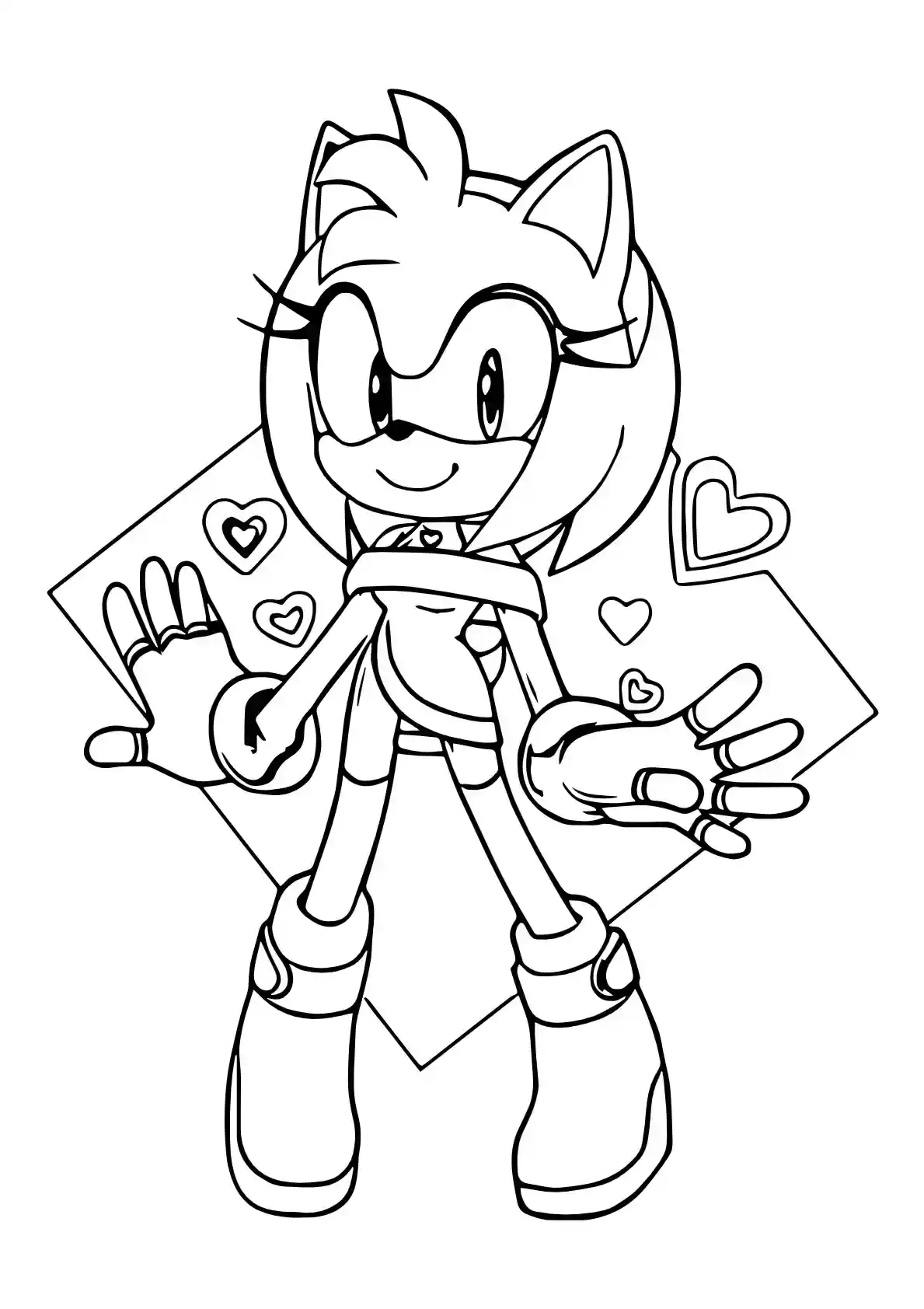 Amy Rose Happy Sonic Coloring Pages