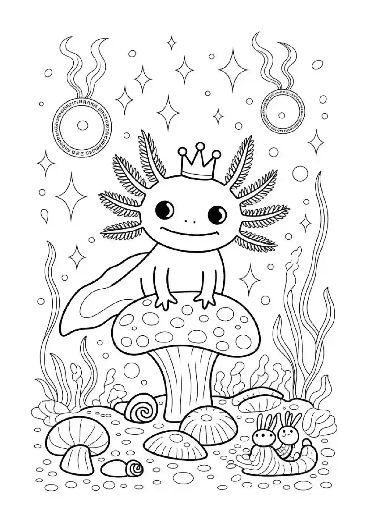 Axolotl Fantasy Kingdom Coloring Page