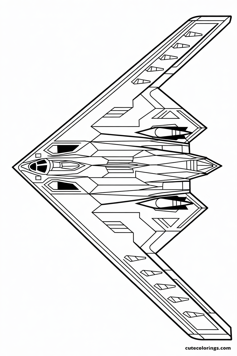 Complex stealth bomber underside intricate details