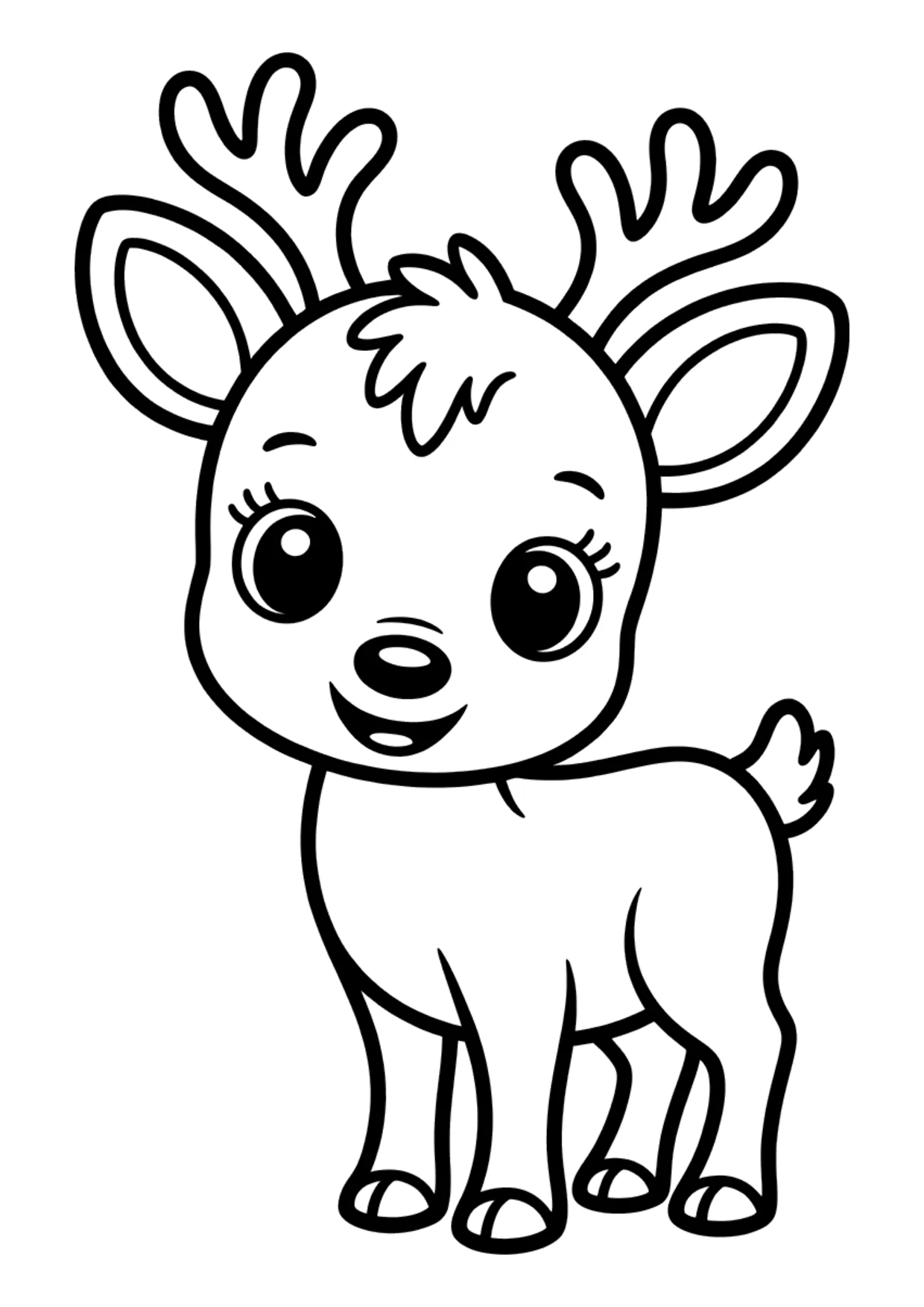 Desenho fácil de um filhote de rena fofo para colorir
