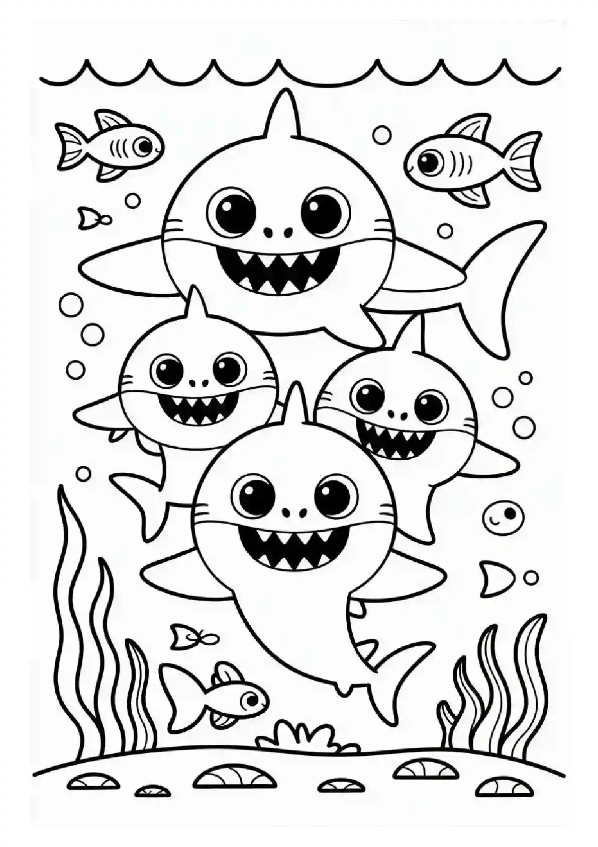 Baby Shark Family Fun Coloring Page