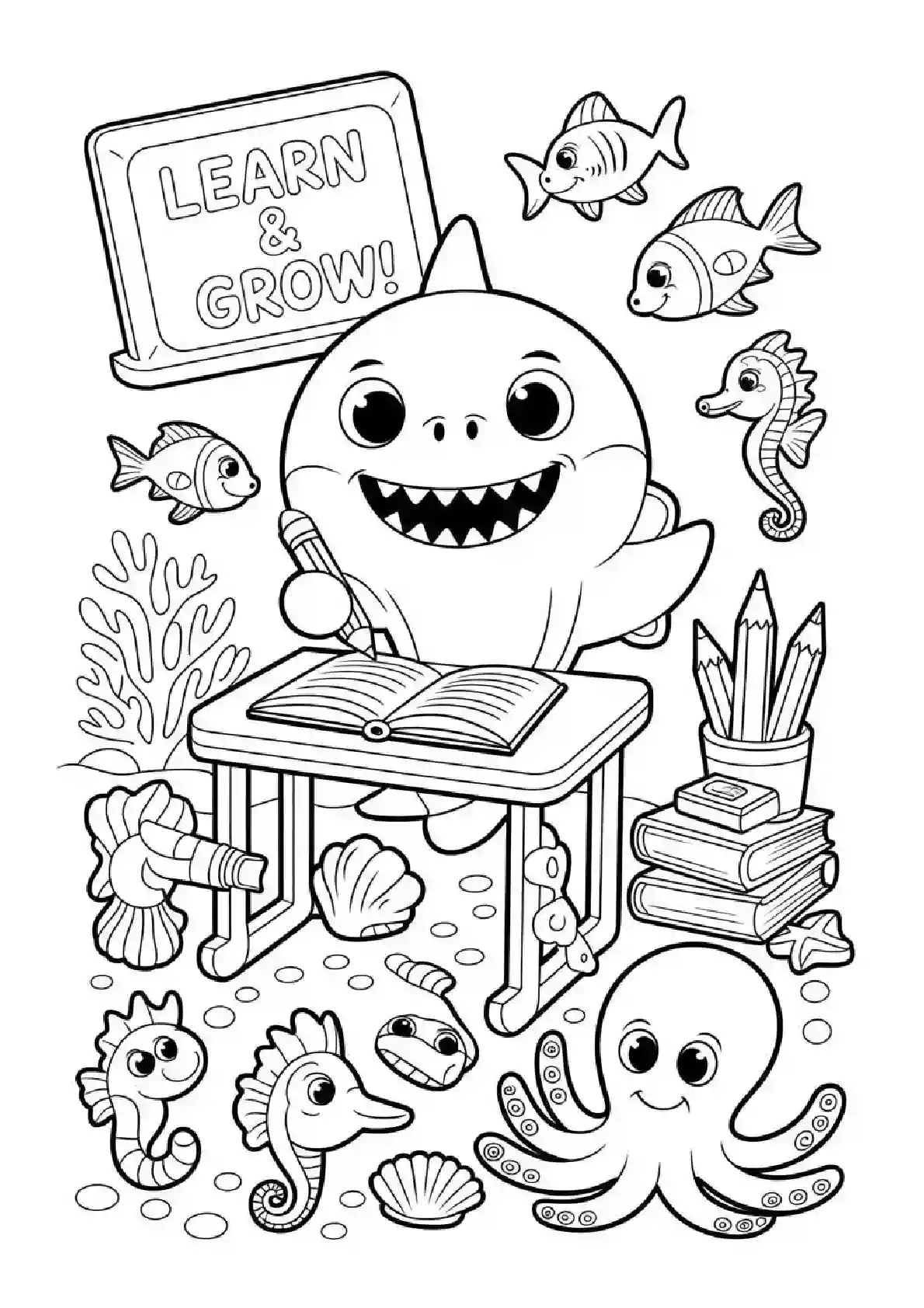 Baby Shark Learn & Grow Coloring Page