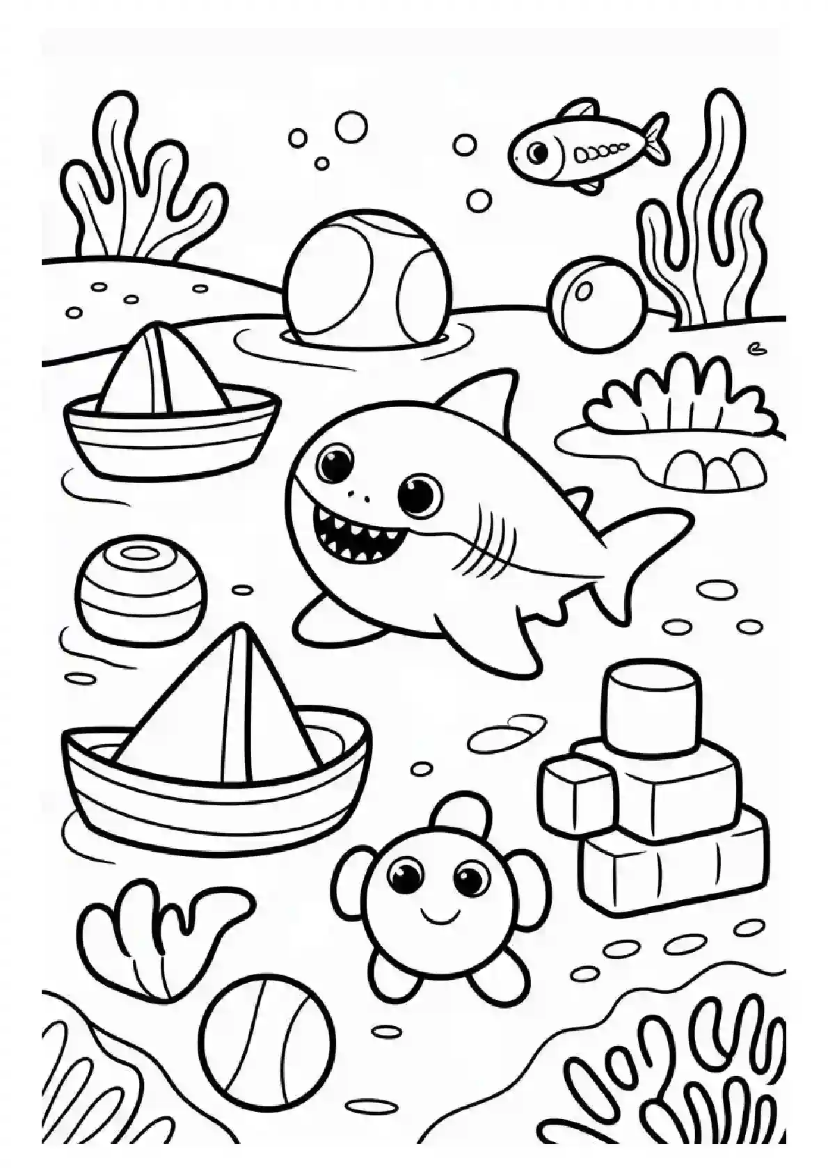 Baby Shark Toy Playtime Coloring Page
