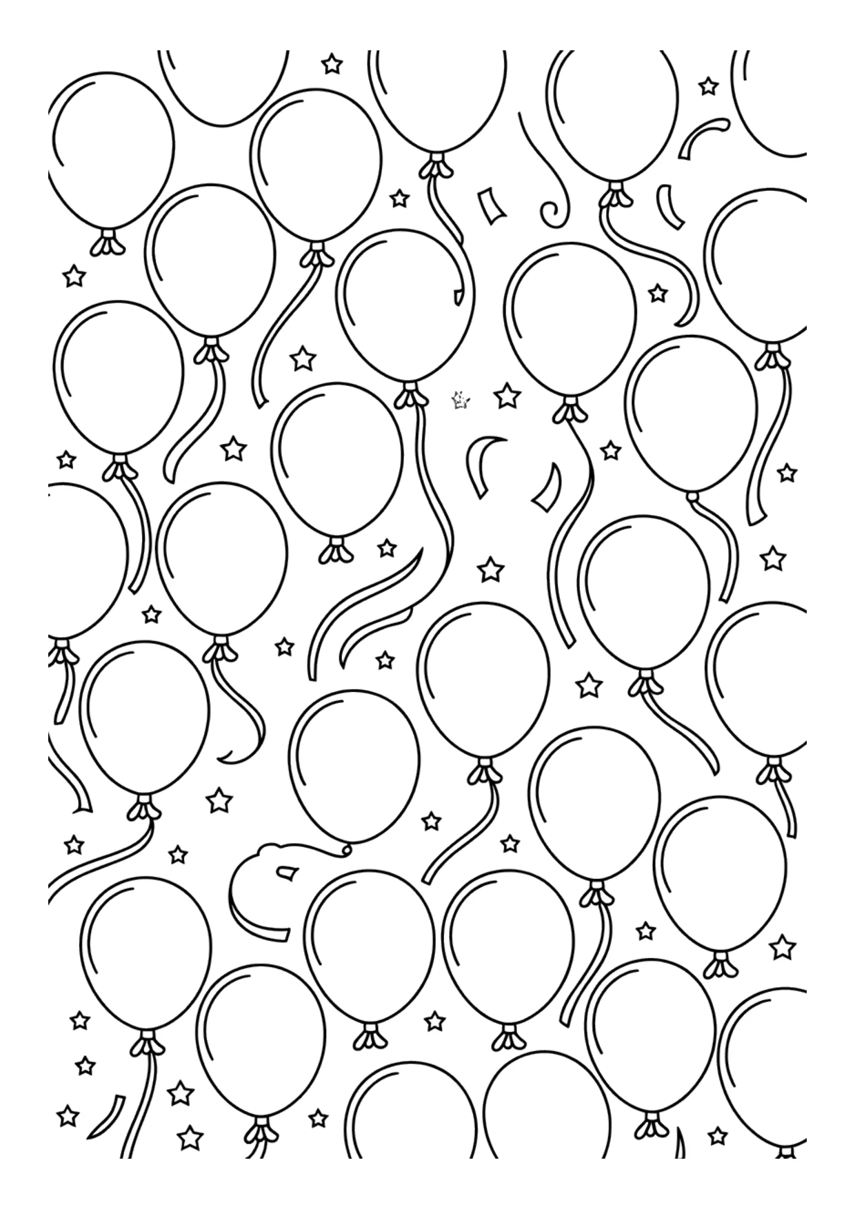 Detailed pattern coloring page of birthday balloons