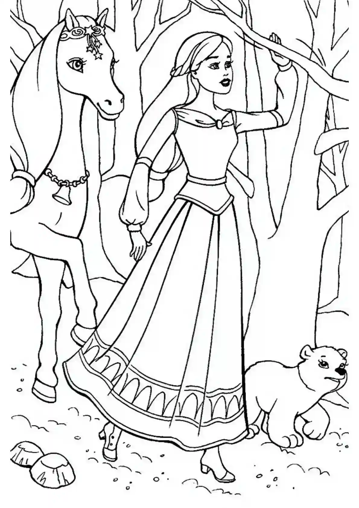 Barbie with Unicorn in Enchanted Forest
