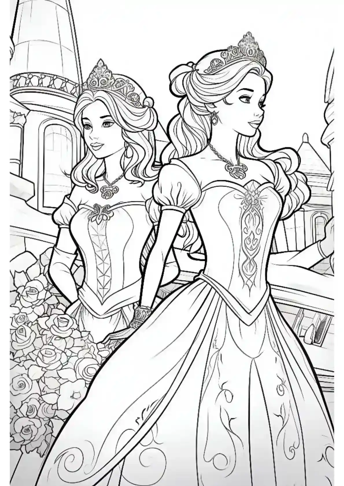 Barbies in Palace Garden Scene