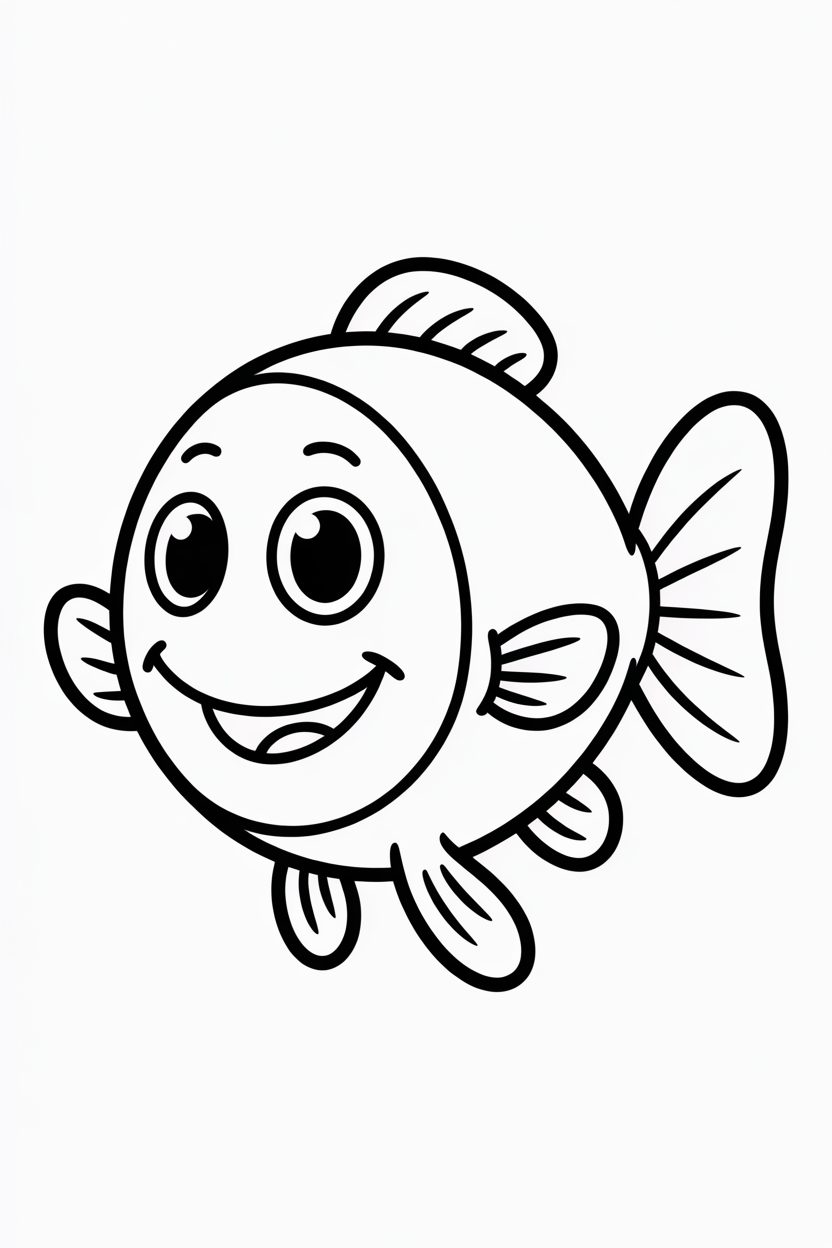 Simple clownfish outline for young children to color