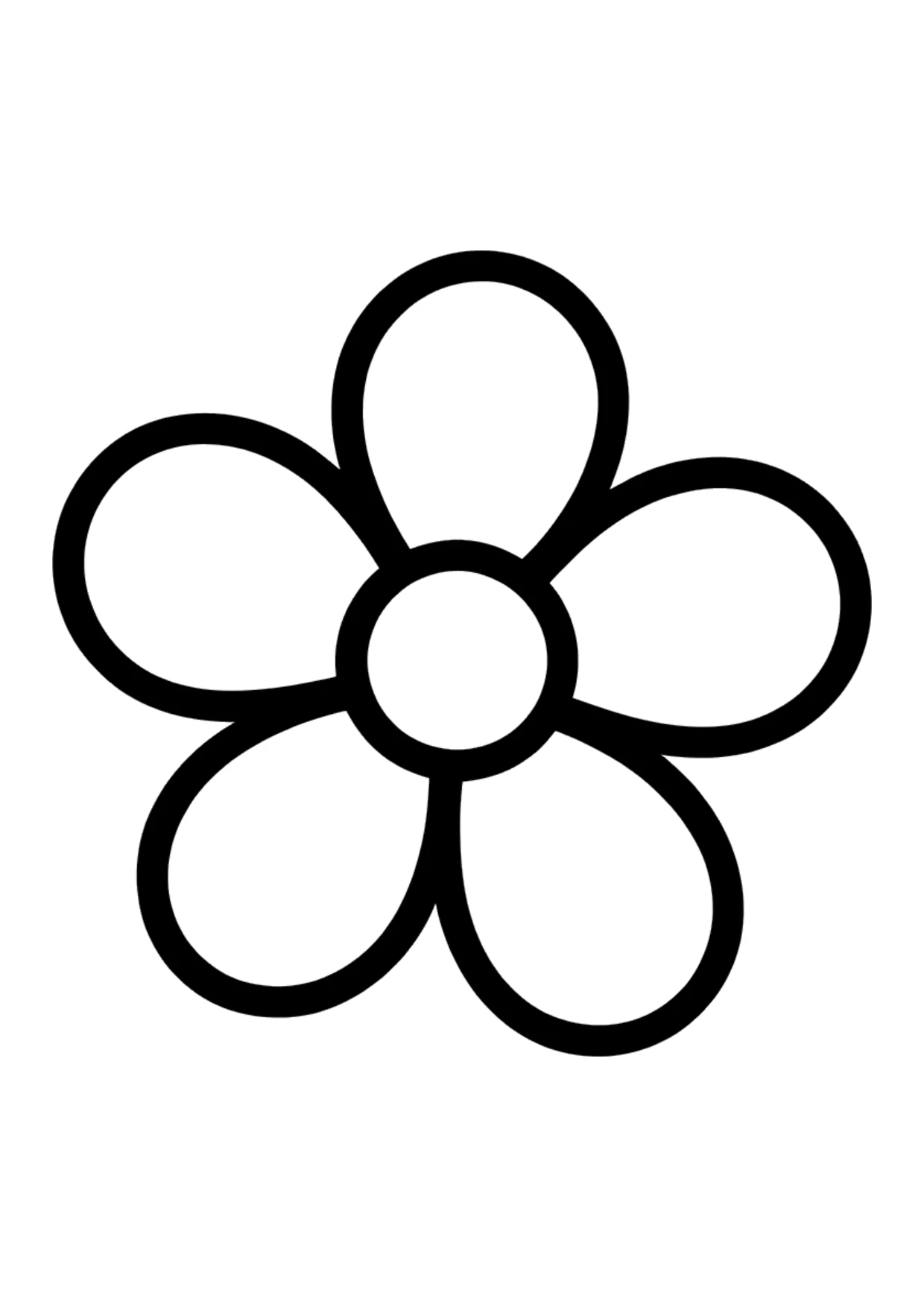 Coloriage facile d&rsquo;une grande fleur à cinq pétales