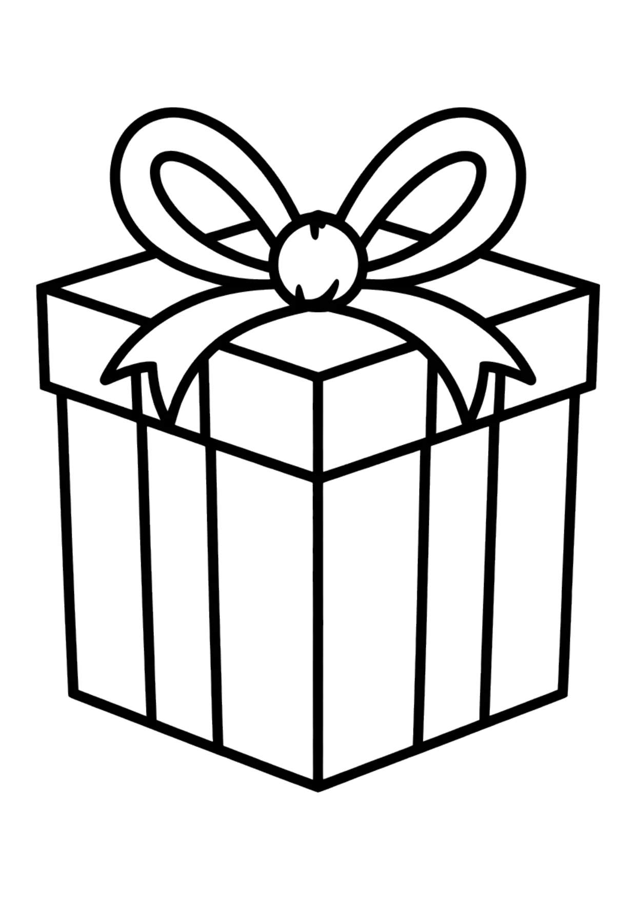 Easy coloring page of a birthday present with a bow