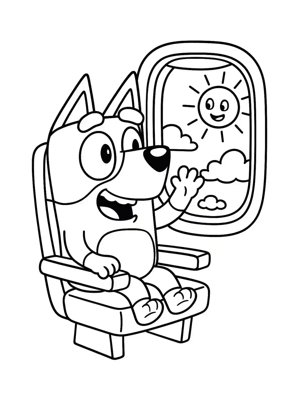 Bluey Airplane Travel Coloring Page