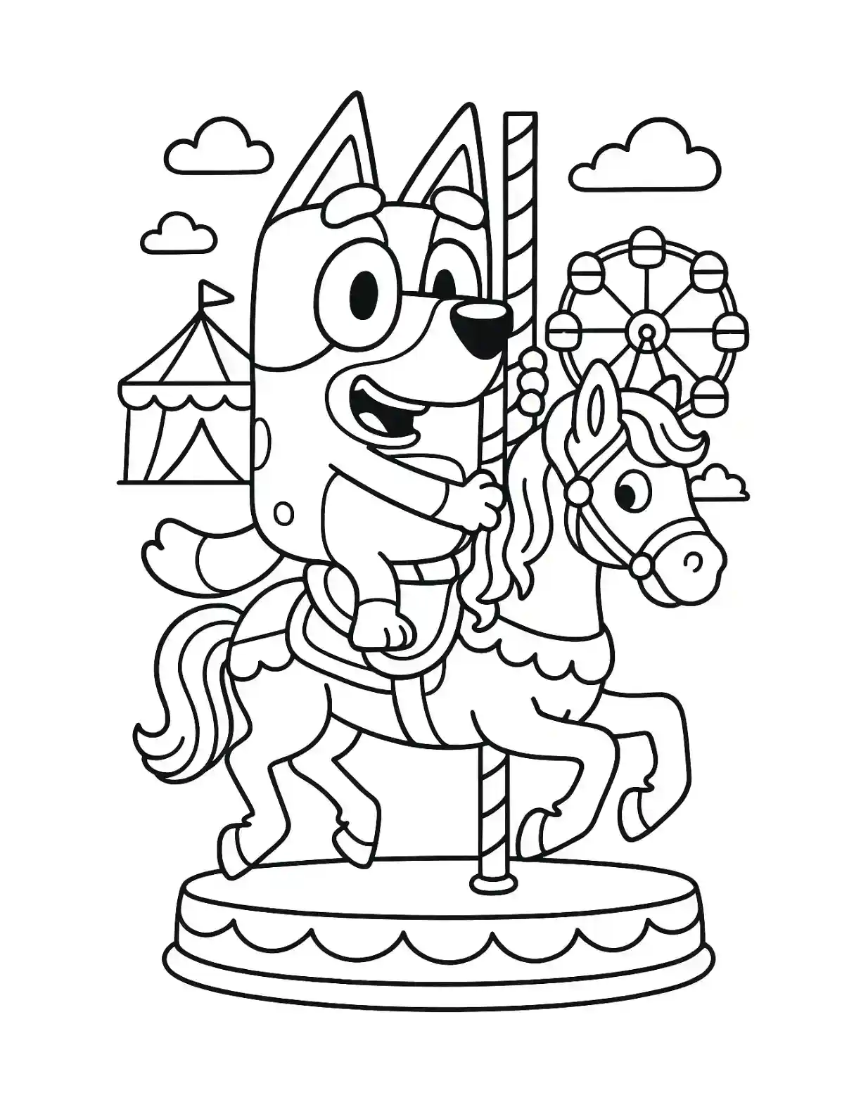 Bluey Carousel Horse Coloring Page