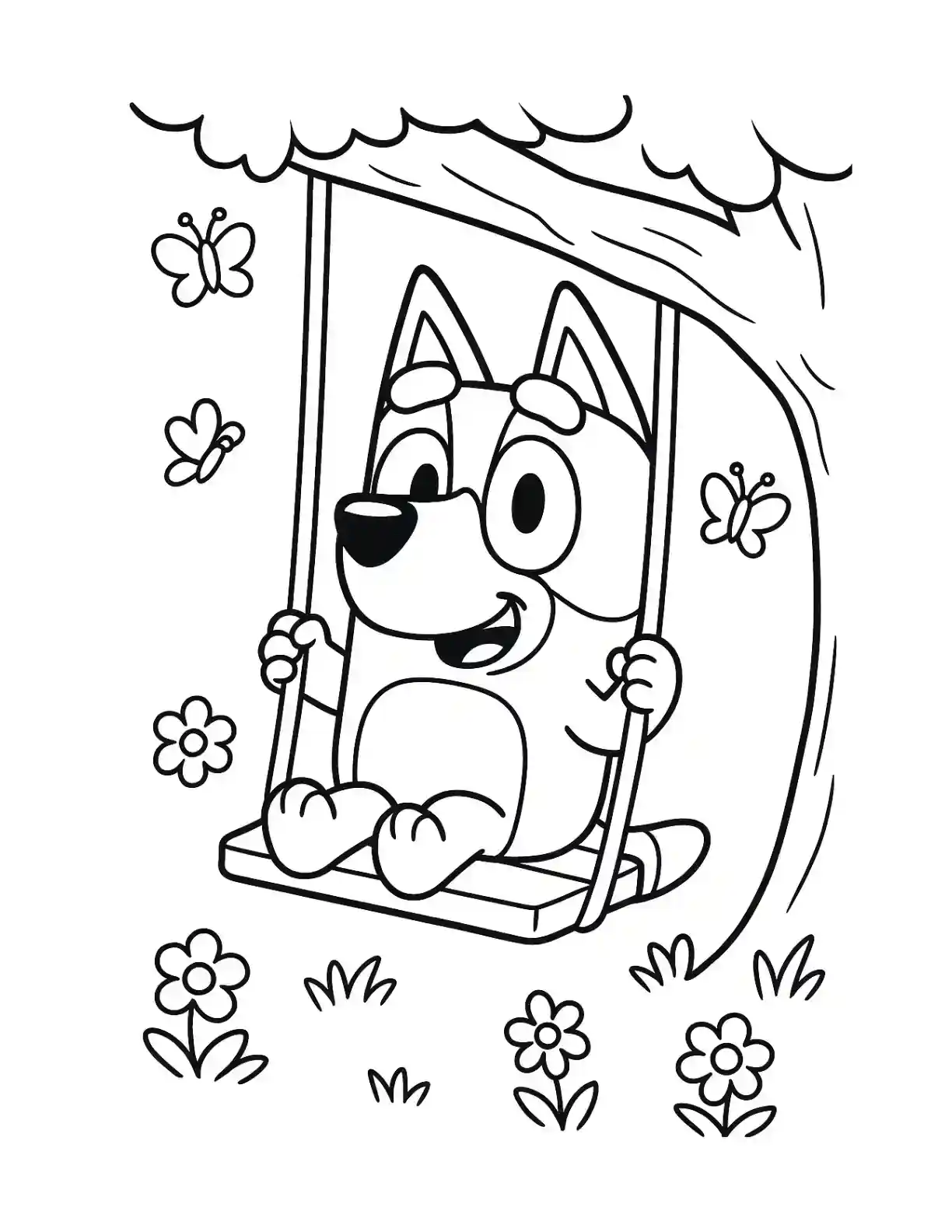 Bluey Garden Swing Coloring Page