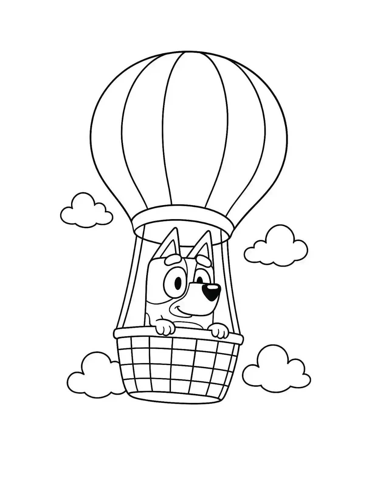 Bluey Hot Air Balloon Coloring Page