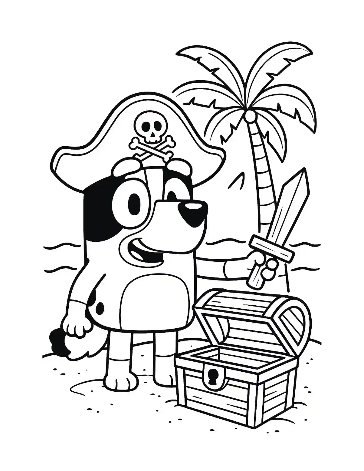 Bluey Pirate Treasure Coloring Page