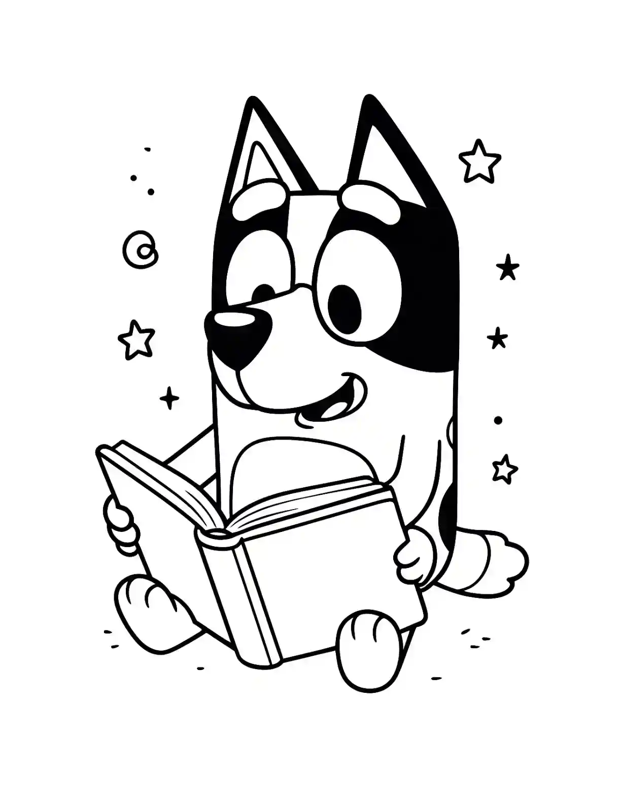 Bluey Reading Book Coloring Page