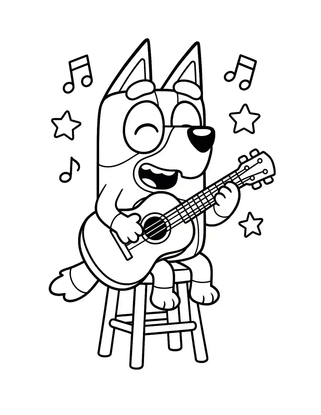 Bluey Singing Microphone Coloring Page