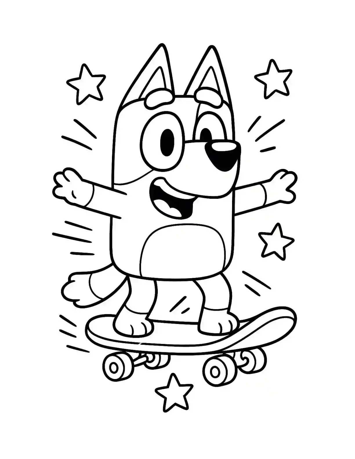 Bluey Skateboard Fun Coloring Page