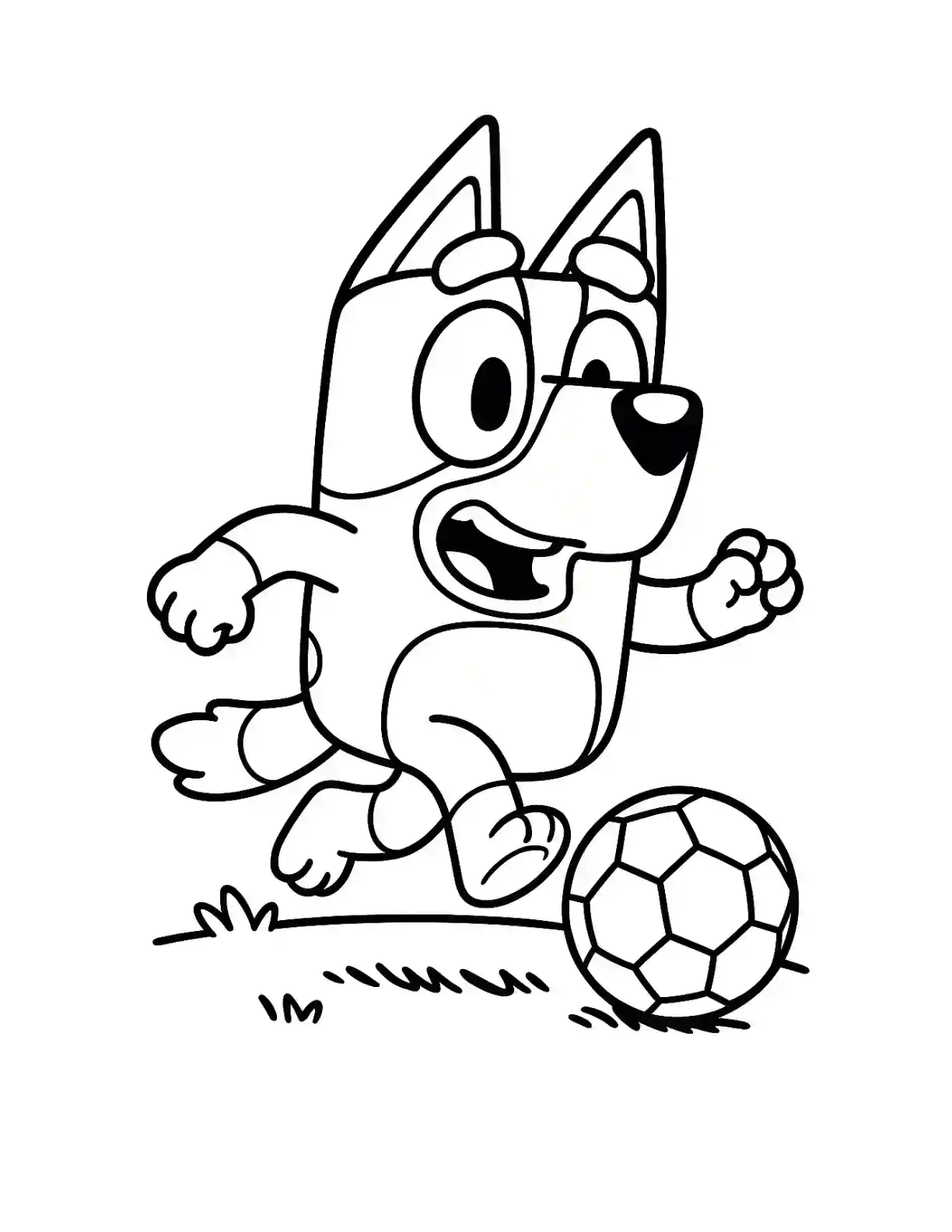 Bluey Soccer Playing Coloring Page