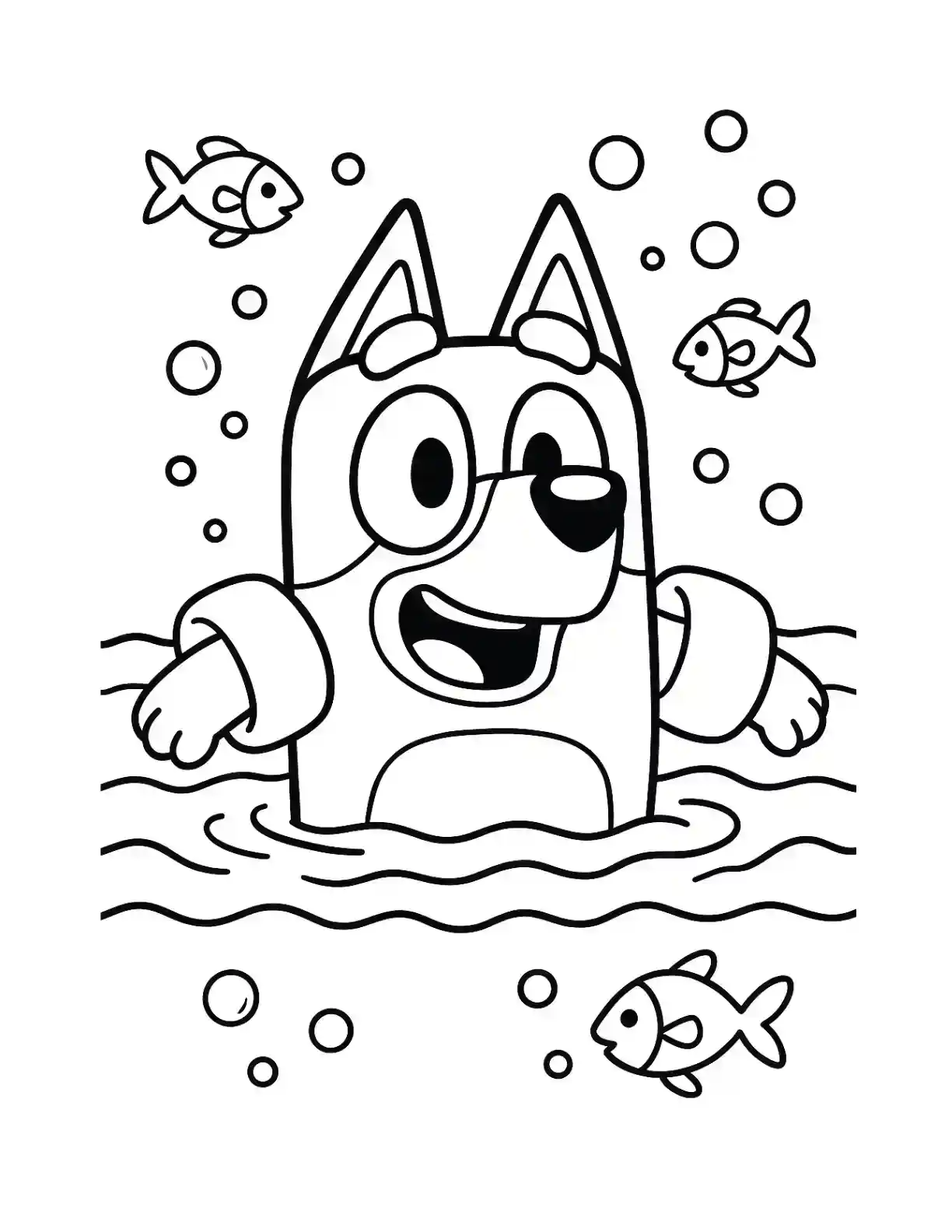 Bluey Swimming Pool Coloring Page