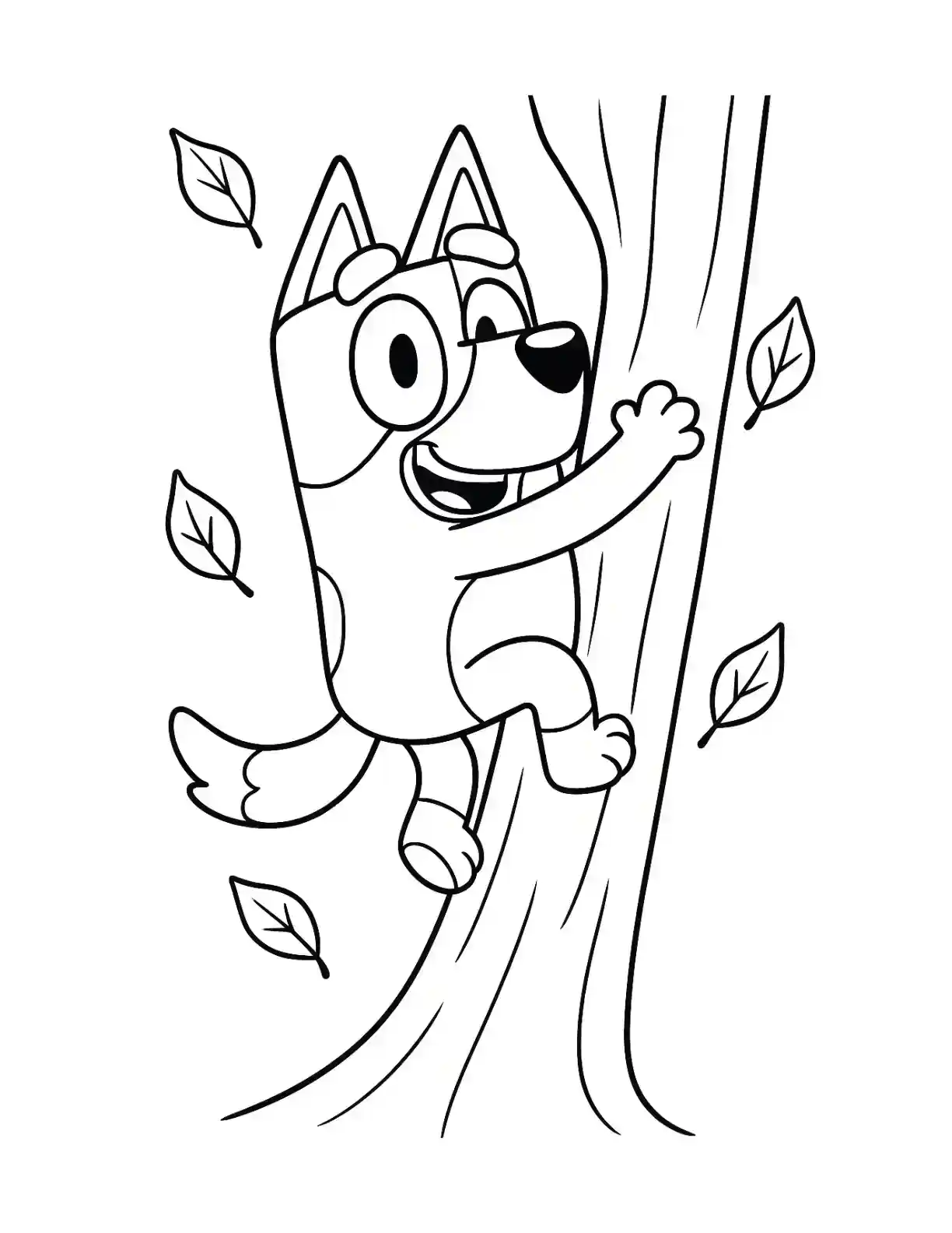Bluey Tree Climbing Coloring Page