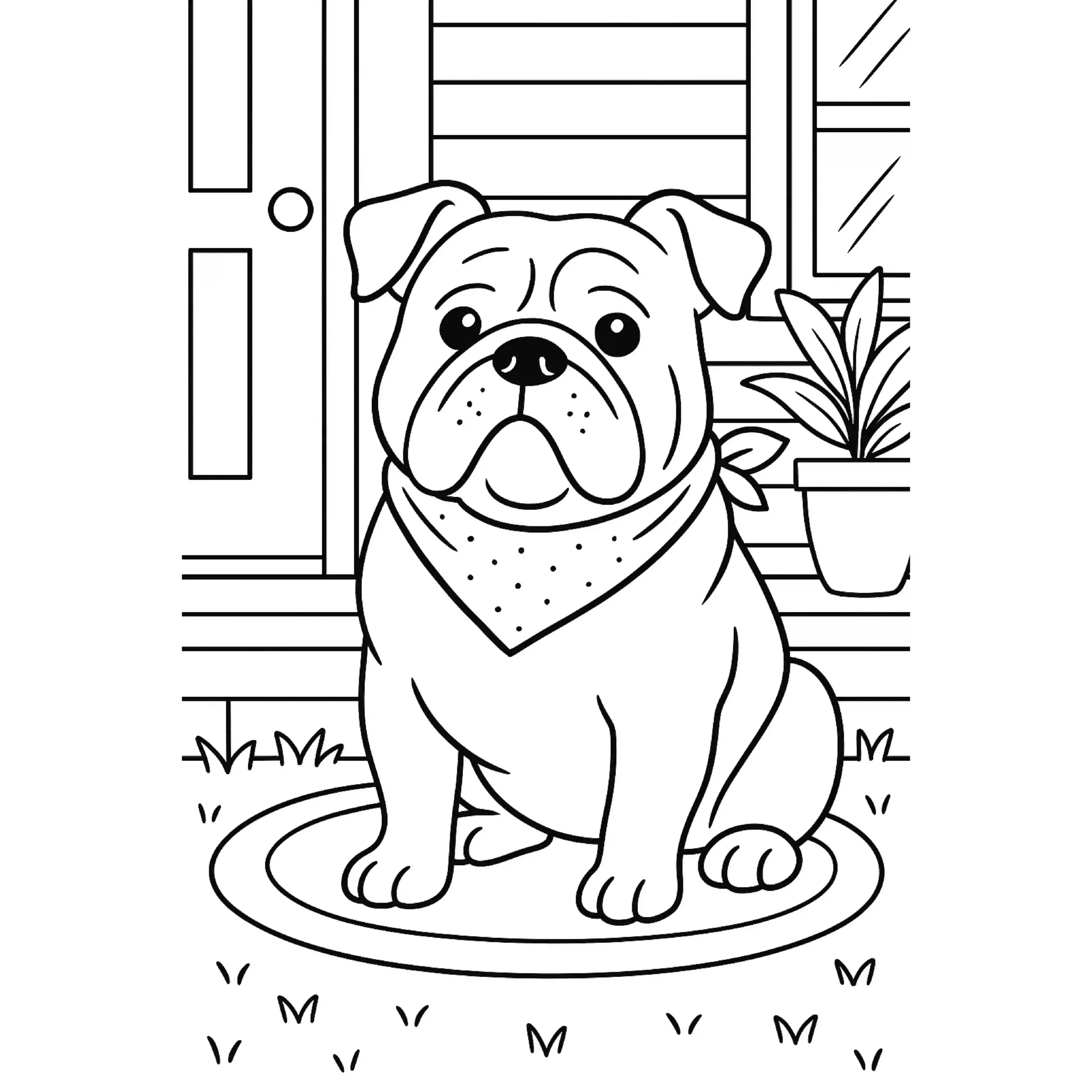 Bulldog on Porch
