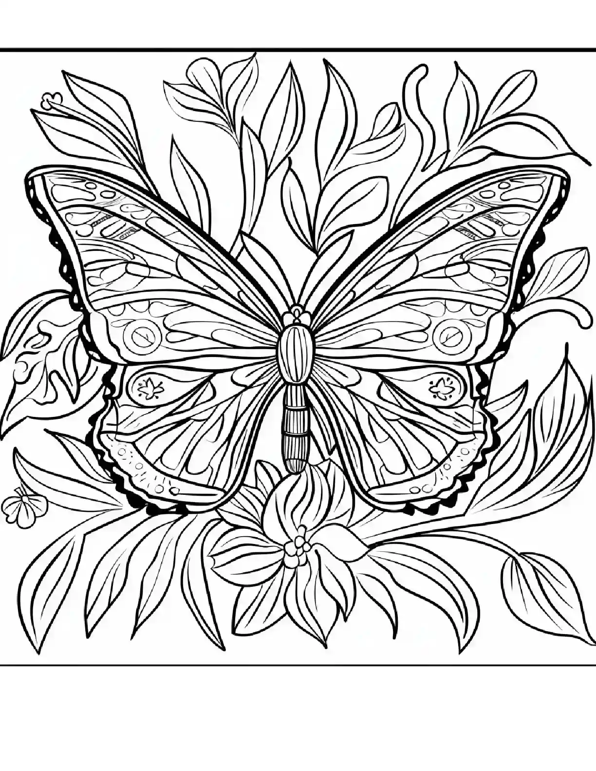 Butterfly Among Tropical Leaves