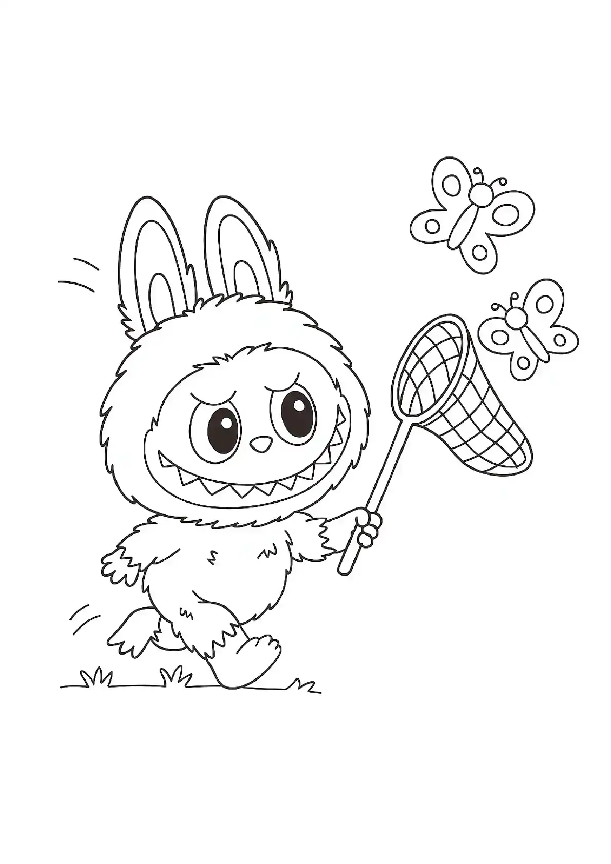 Butterfly catching coloring page (1)