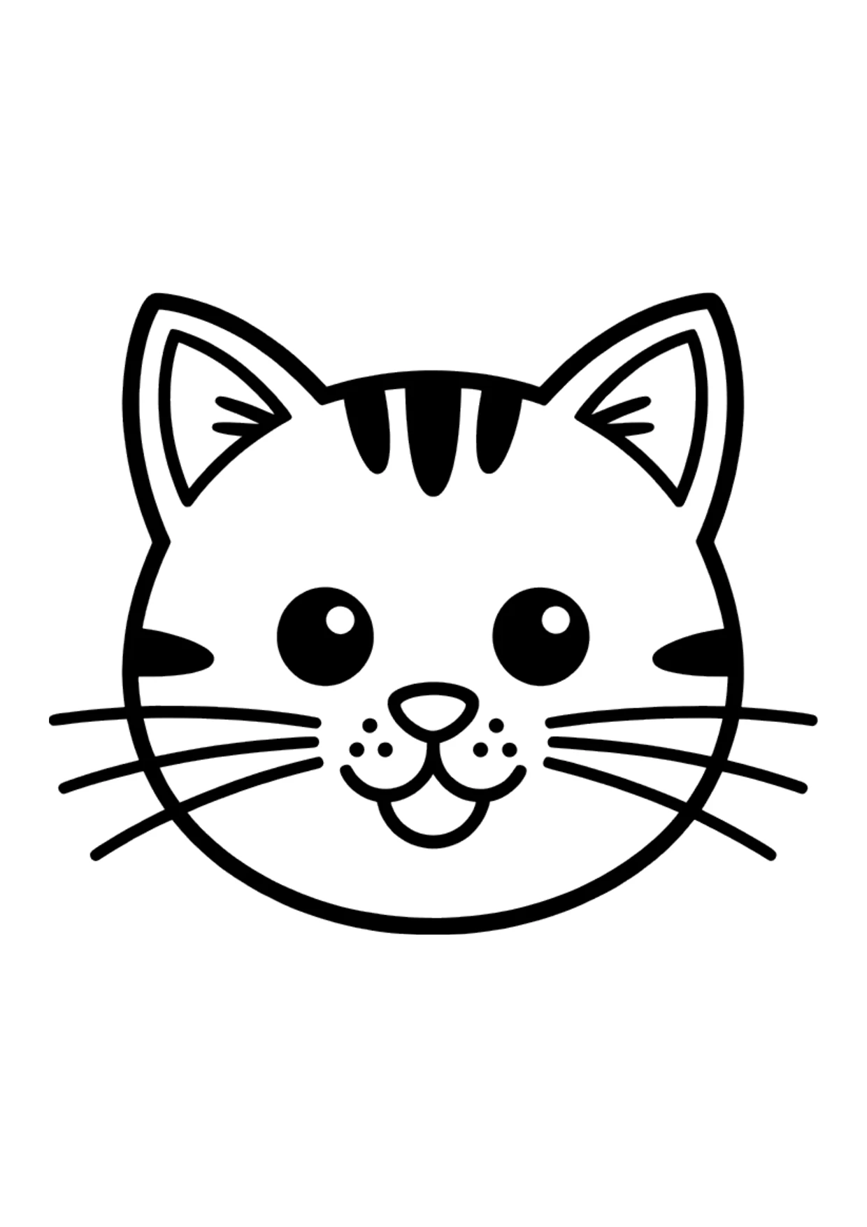 Coloriage facile d'une tête de chat simple avec des moustaches