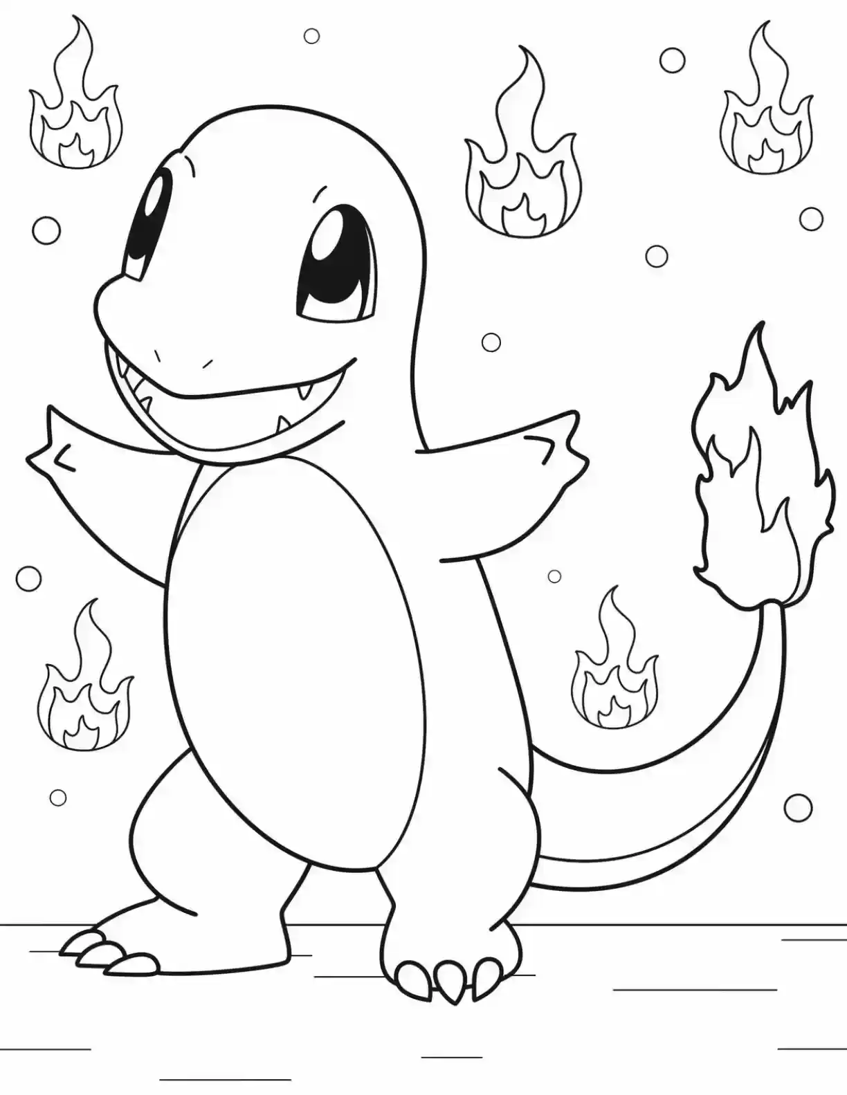 Charmander Fire Pokemon Coloring Page