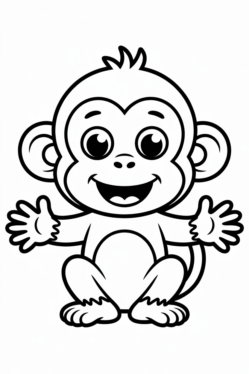 Simple sweet monkey sits with arms wide open
