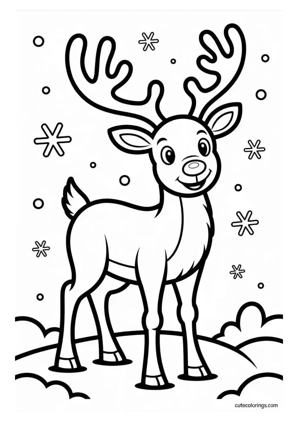 Cheerful Reindeer in Snowy Winter Scene