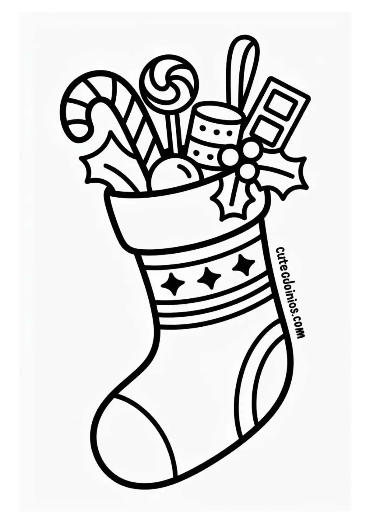 Christmas Stocking with Holly Candies