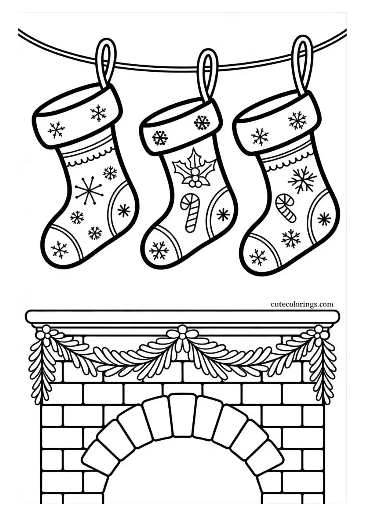 Christmas Stockings on Brick Fireplace