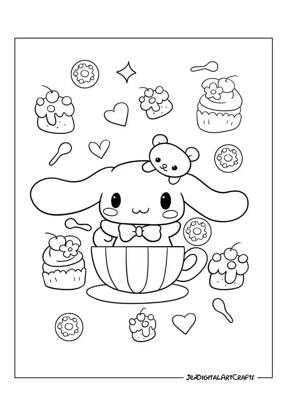Cinnamoroll Cupcake Coloring Page