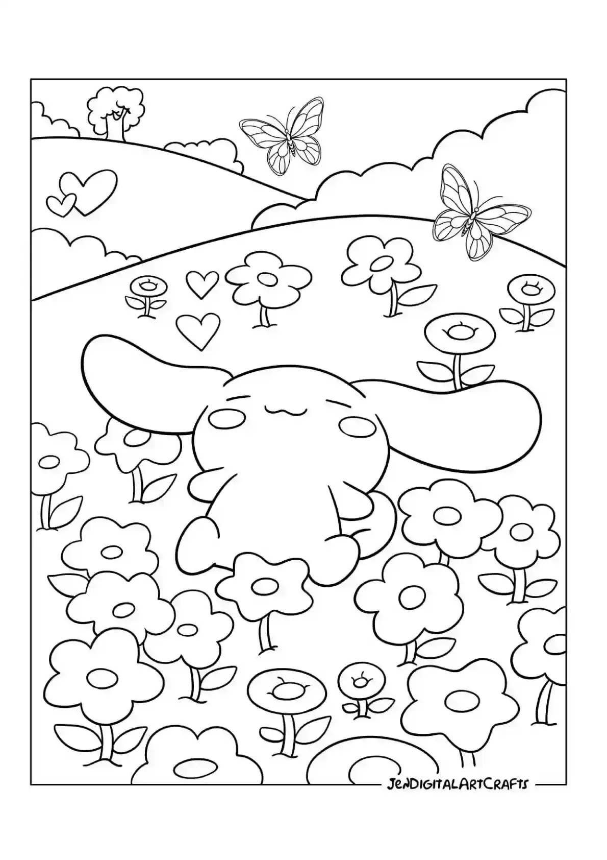 Cinnamoroll Garden Coloring Page