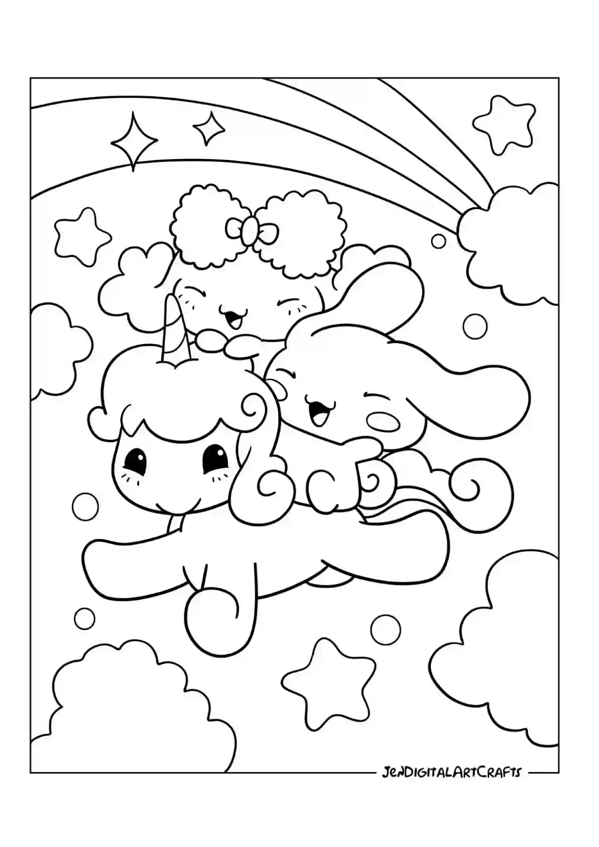Cinnamoroll Rainbow Coloring Page