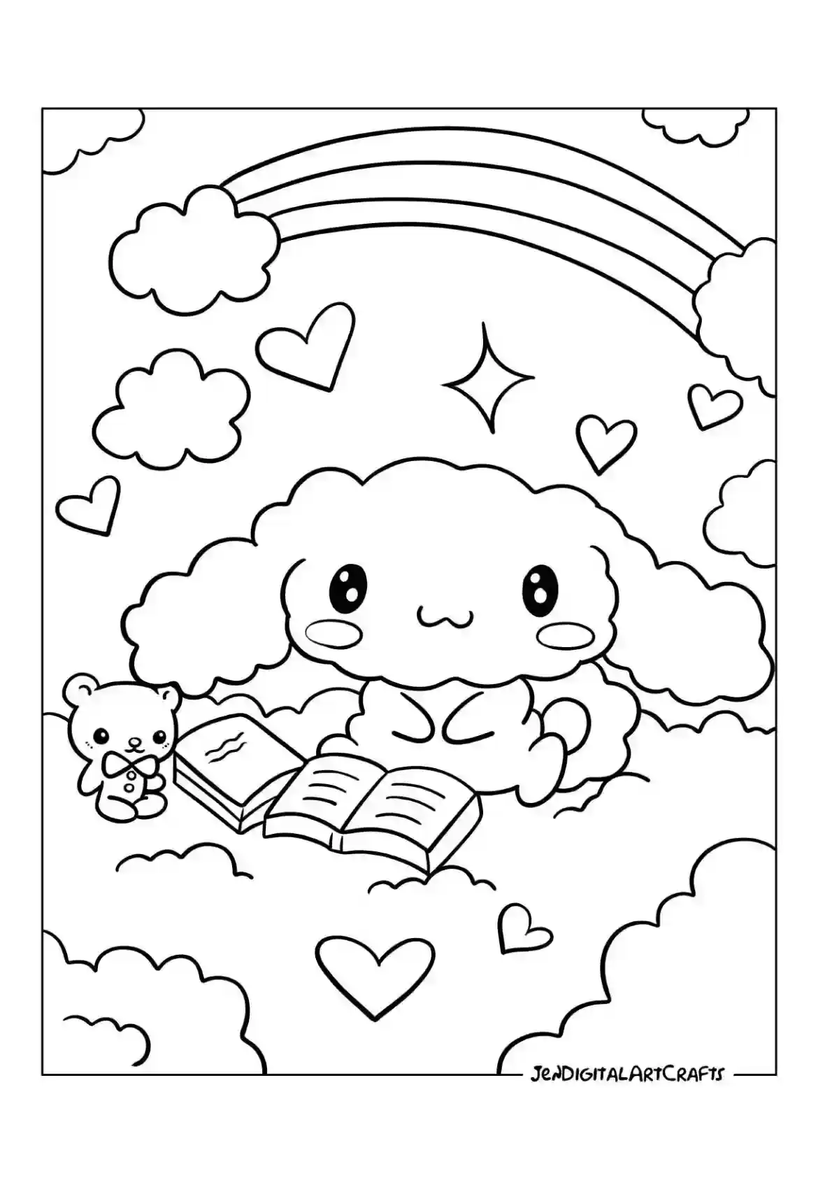 Cinnamoroll Reading Coloring Page