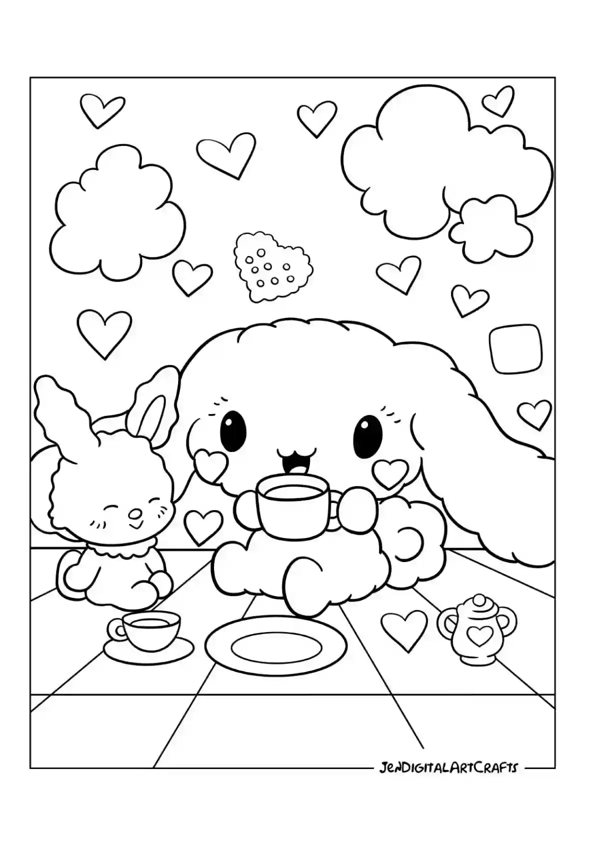 Cinnamoroll Tea Party Coloring Page