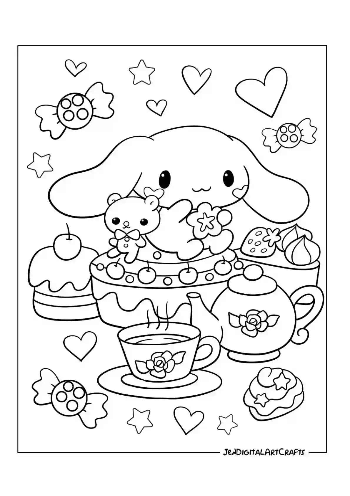Cinnamoroll Tea Time Coloring Page