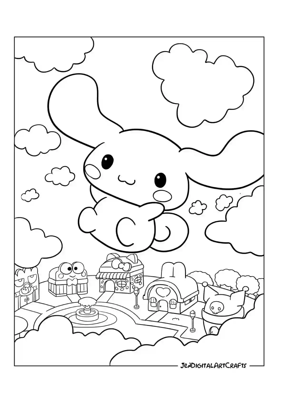 Cinnamoroll Village Coloring Page