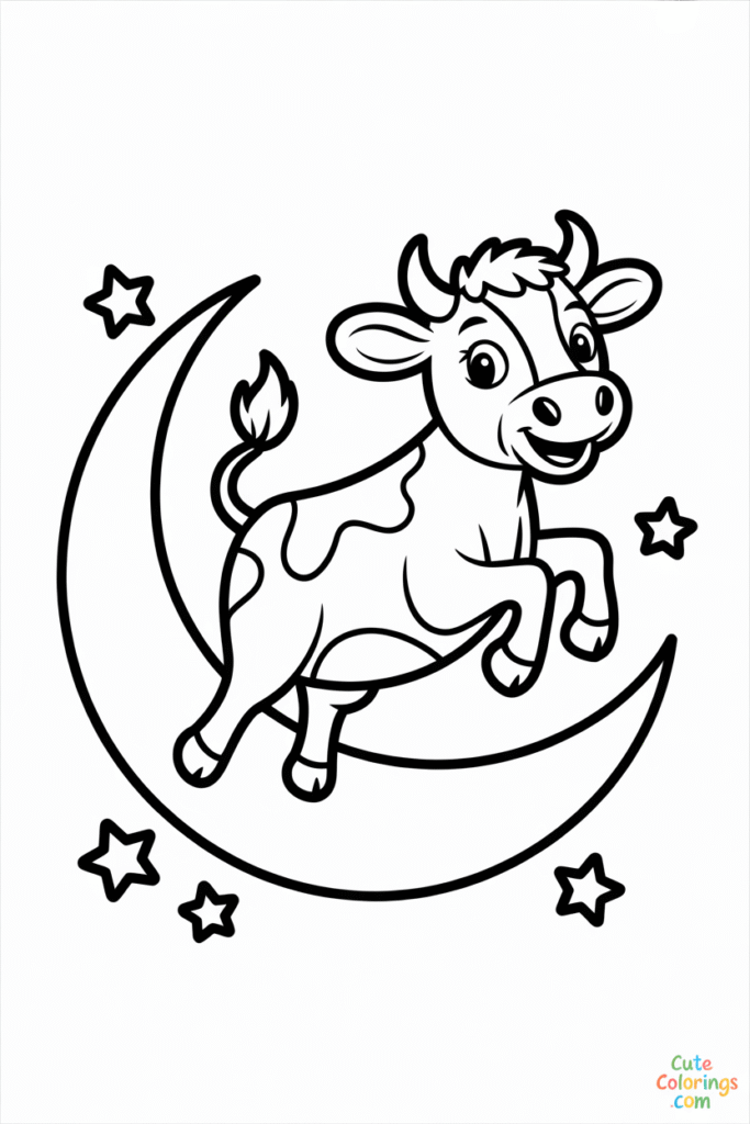 Cow Jumping Over Moon With Stars