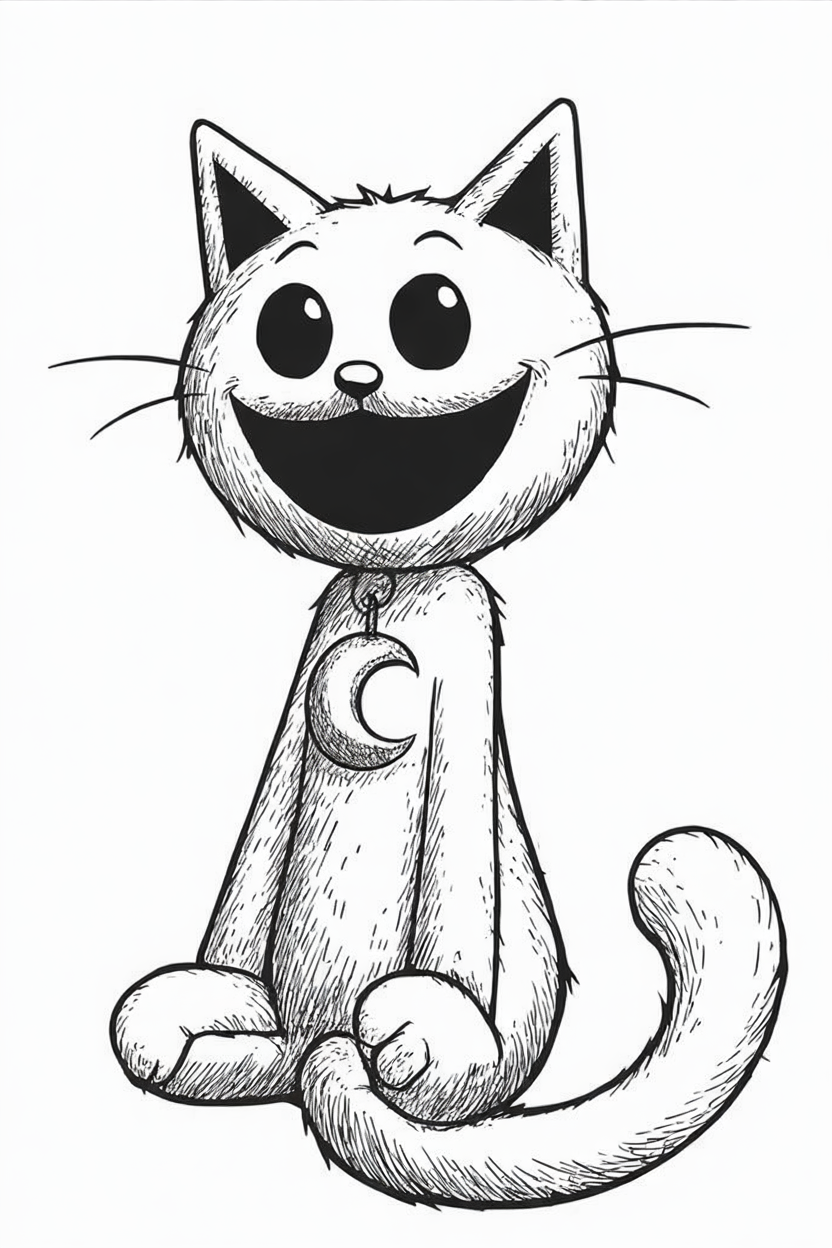 Cute CatNap Sitting Coloring Book Page