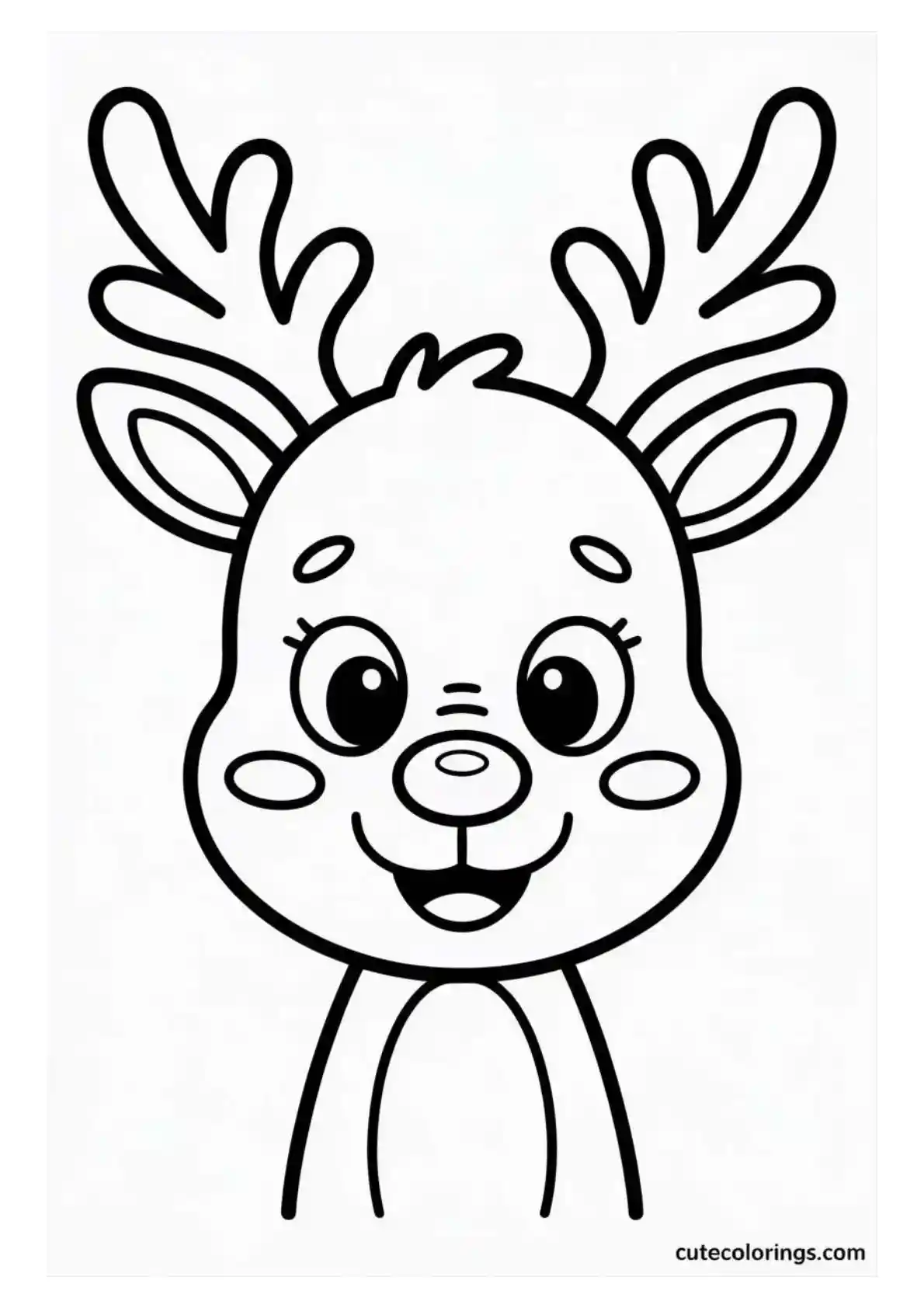 Cute Reindeer Face with Rosy Cheeks