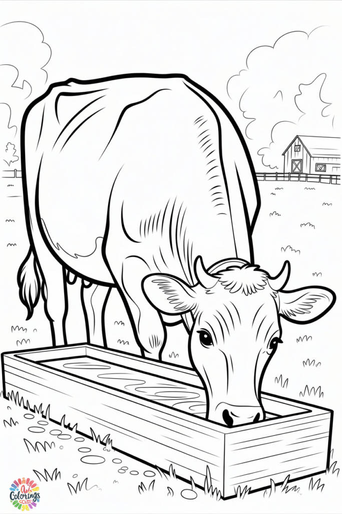 Dairy Cow Drinking From Water Trough