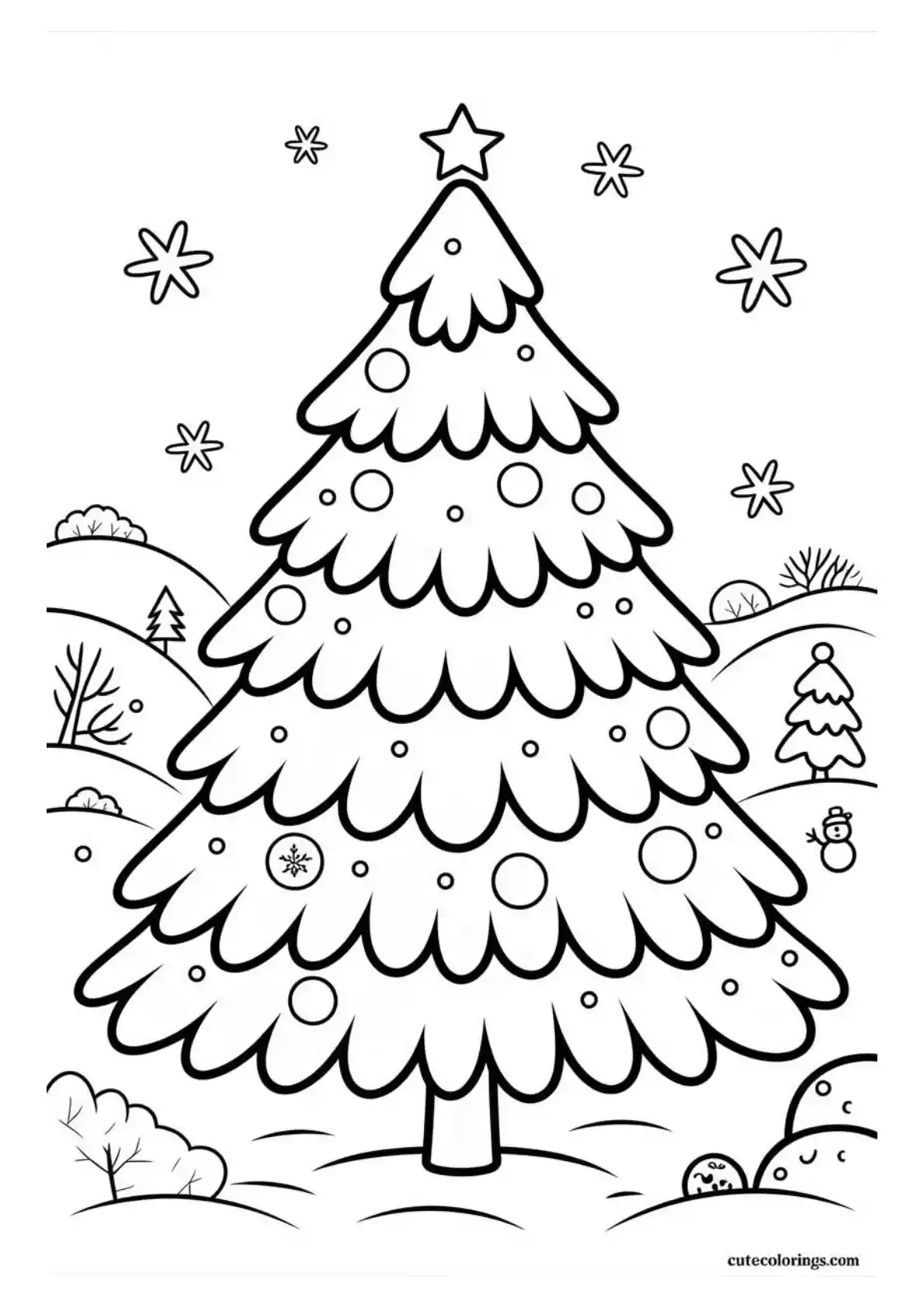 Decorated Tree in Snowy Winter Scene