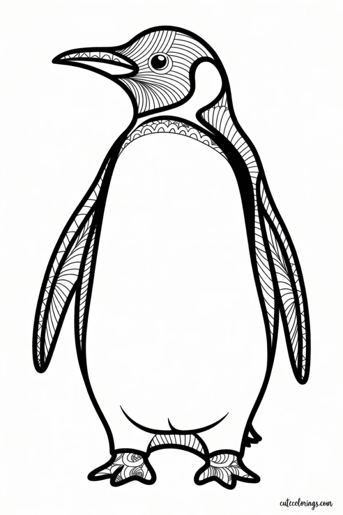 Decorative Patterned Penguin Illustration