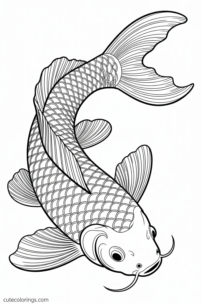 Japanese koi with intricate individual scale patterns